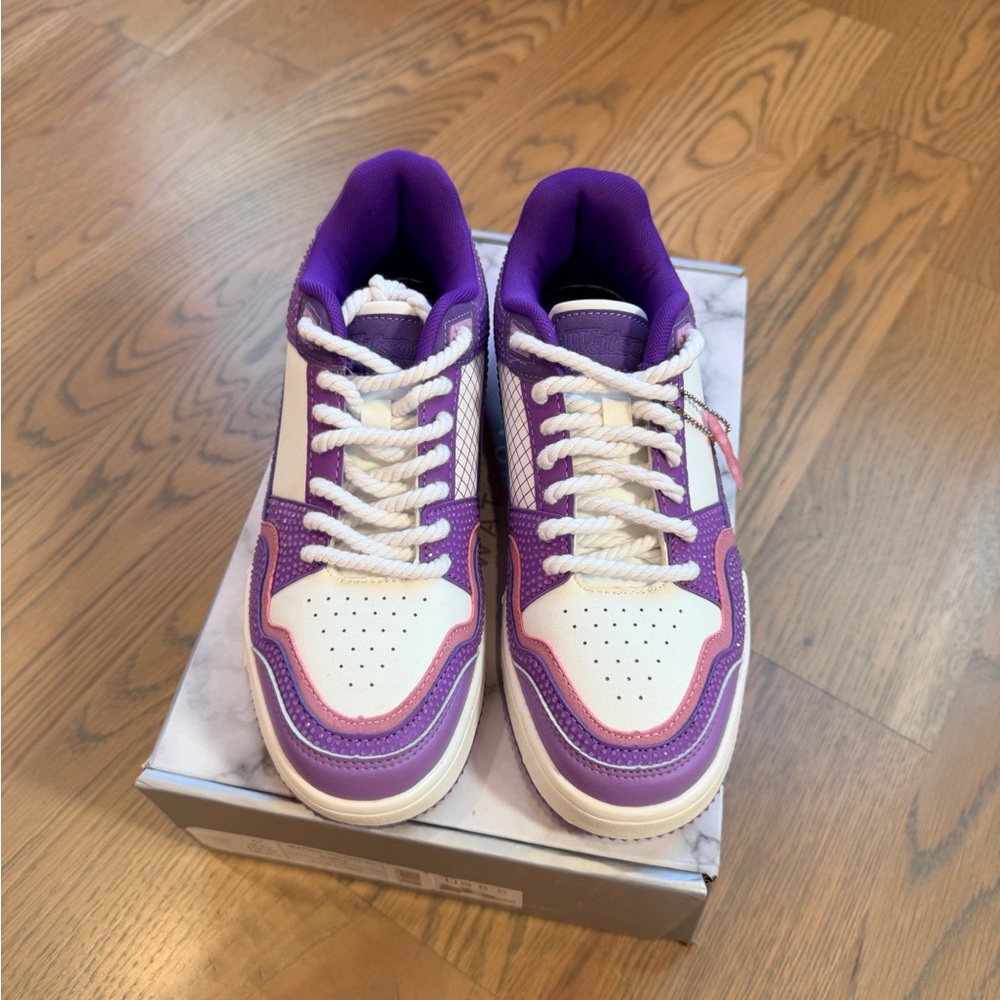 AllStarElite Watson Sneakers Purple White Embellished Sneaker W8.5/ M6.5 Euro 40 - Picture 4 of 7